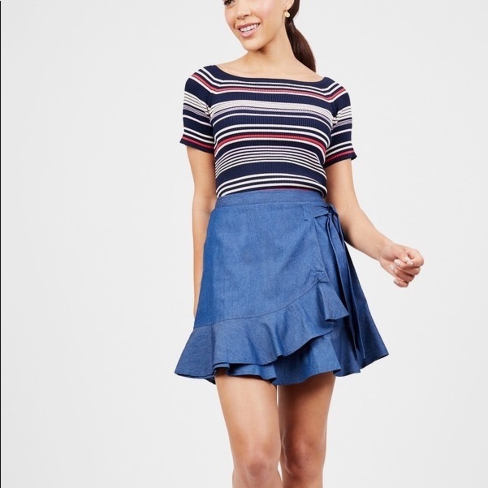 BCBGeneration Wrap Chambray Skirt